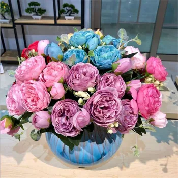 

2pcs Artificial Rose Flower Bunch Fake Silk Rose Flowers