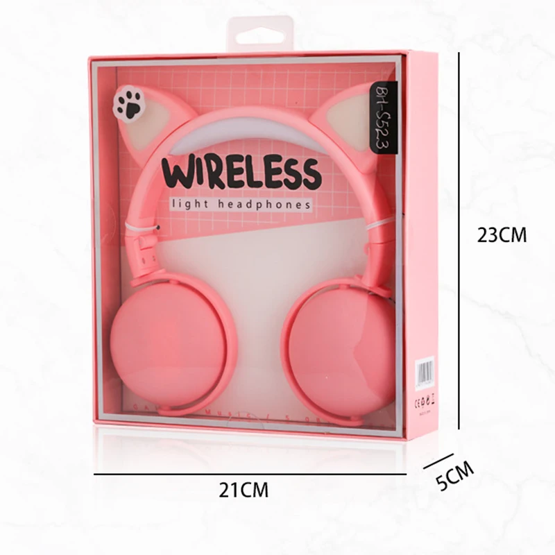 Bluetooth 5 0 Wireless Headphones with LED Light Portable Fold Headset 3 5mm Jack Music Stereo Headphone with Mic Kids Girl Gift