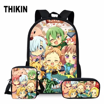 

THIKIN Anime Seven Deadly Sins Print 3pcs/set School Bags Children Schoolbag Bagpack Teenager Large Book Bags Primary Satchel