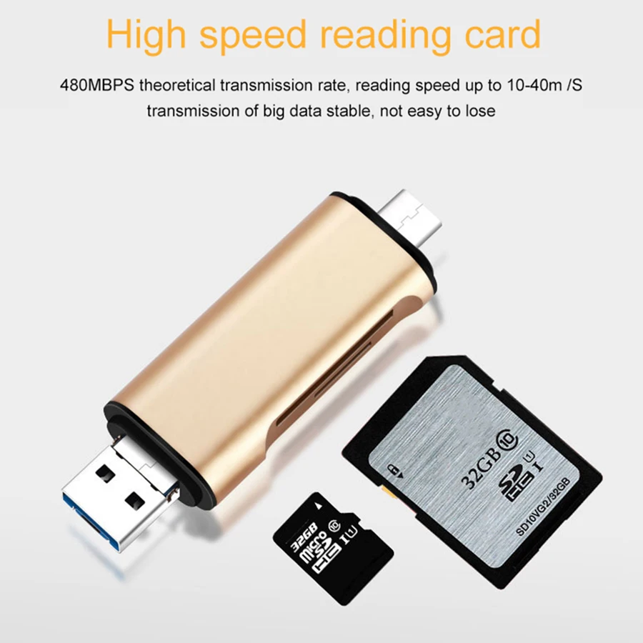 3 в 1 Многофункциональный USB/Тип-C/кард-ридер Android MicroSD/карты памяти SD/TF кард-ридер для телефона планшетного компьютера аксессуары для ноутбуков
