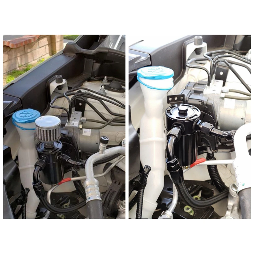 

Universal Double Billet Aluminum Baffled Catch Can Oil Separator Bottle For Tesla Model 3 Bmw Ford VW Volkswagen Audi A3 Peugeot