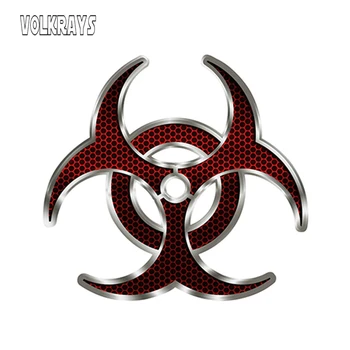 

Volkrays Personality Car Sticker Biohazard Red Vinyl Waterproof Cover Scratch Decals for Suitcase Truck Window,12cm*12cm