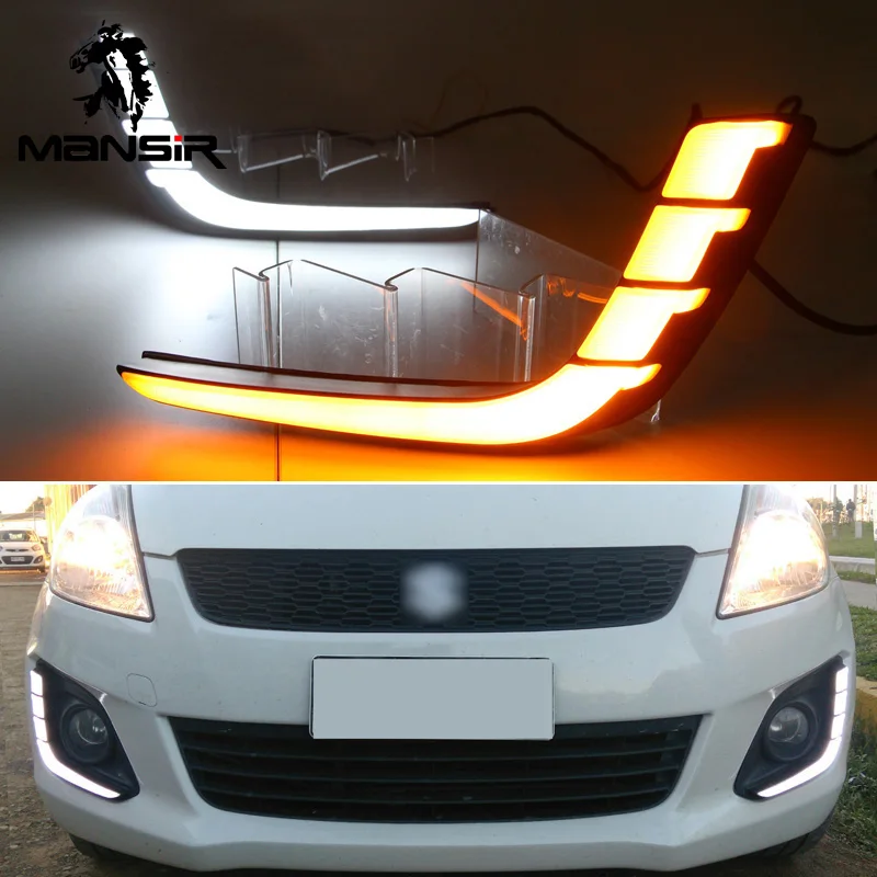 Светодиодный дневной светильник s для Suzuki Swift 2014 2015 2016 желтый Поворотная