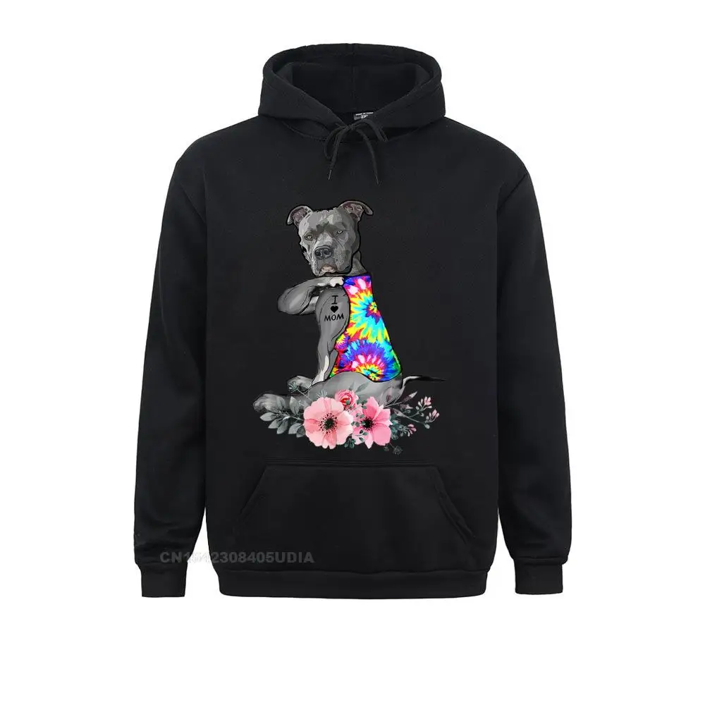 Pitbull Dog Tattoo I Love Mom Mother's Day Gift T-Shirt__B8686 Sweatshirts Long Sleeve Funny Men Summer/Autumn Hoodies Print Clothes  Pitbull Dog Tattoo I Love Mom Mother's Day Gift T-Shirt__B8686black