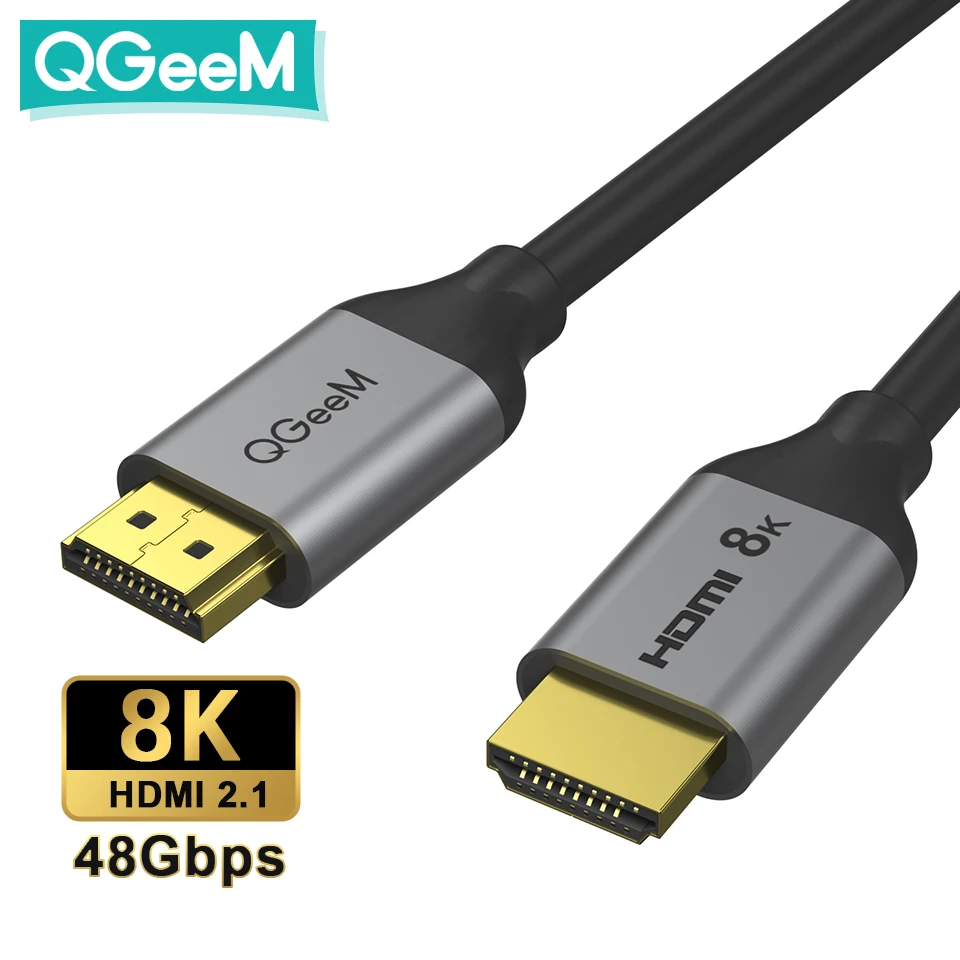 QGeeM 8K Cabo HDMI 48 Gbps HDMI 2.1 HDMI para HDMI Fio para Xiaomi Xbox Serries X PS5 PS4 Chromebook Laptops Tablets Apple TV 120 Hz Macho para Macho HDMI Divisor HDMI Cabo Digital Cabo 4K Porta HDMI HDMI -Cabo 1m