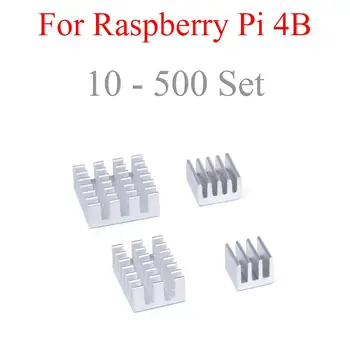 

10 - 500 Set Aluminum Heat Sink Cooling Sink Cooler HeatSink 4Pcs Kit Radiator For Raspberry Pi 4 Model B Silver