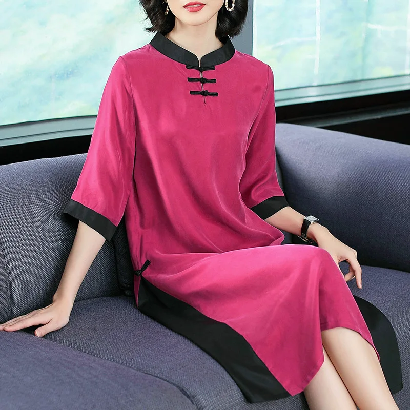 

2019 Spring And Summer Large Size New Style Elegant Slimming Ethnic-Style Model Cupro Dress High-End Mid-length Skirt