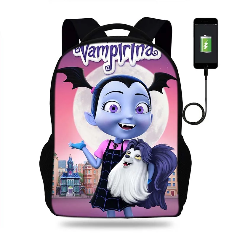 Рюкзак Vampirina для девочек 17 дюймов рюкзак ноутбука с usb-зарядкой школьные сумки
