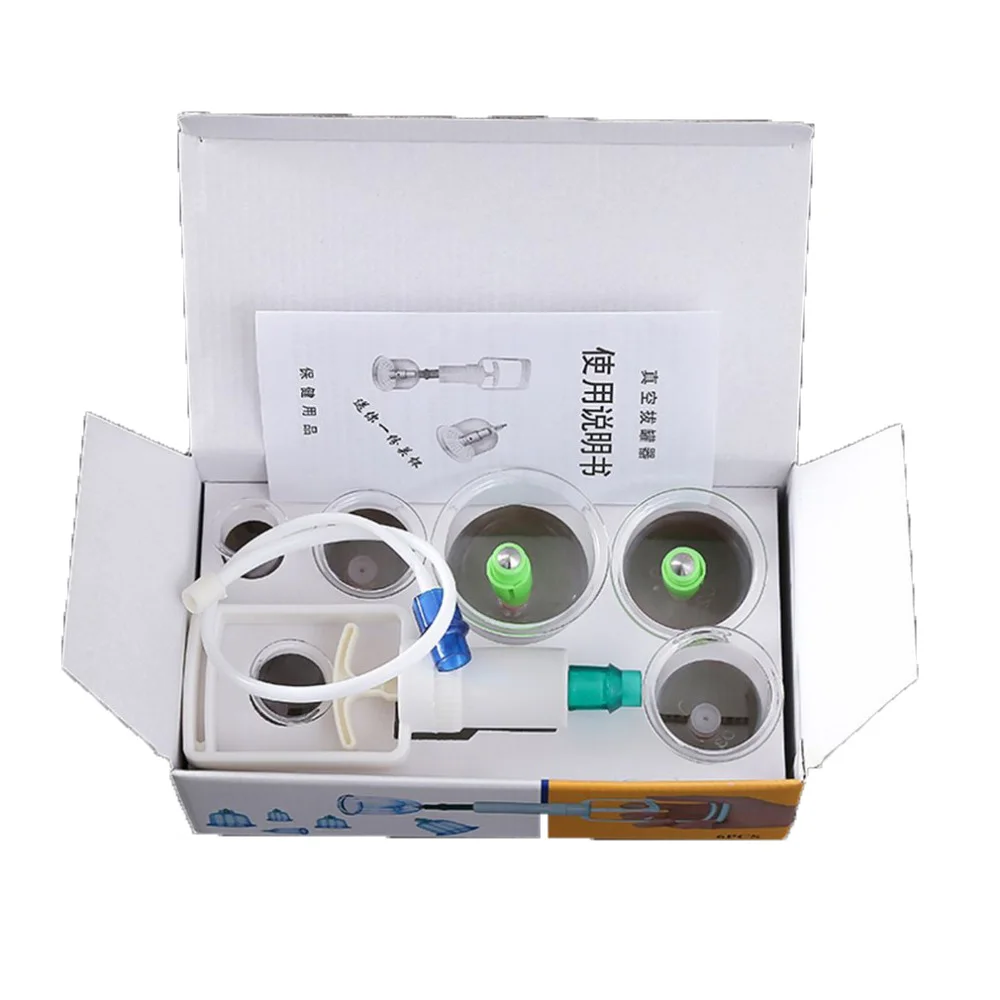 6 Cups Chinese Medical Vacuum Cupping Thicker Acupuncture Massager Suction Cup Therapy Thicken Massage Cans Kit Body Pain Relif-3