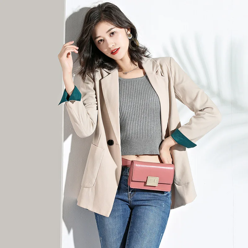 

Western Style Small Suit Coat Women's 2019 Autumn New Style WOMEN'S Dress-Style Korean-style British Style No Ironing Blazer Wom
