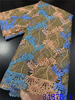 

NIAI High Quality African Lace Fabric 2020 blue Guipure Lace Embroiderey African Cord Lace Fabric For Wedding XY3487B-1