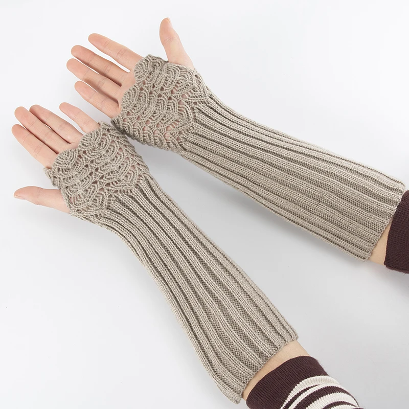 1 пара с рисунком рыбьей чешуи для женщин и девочек, вязаные теплые перчатки для рук, зимние осенние полосатые рукавицы на запястье