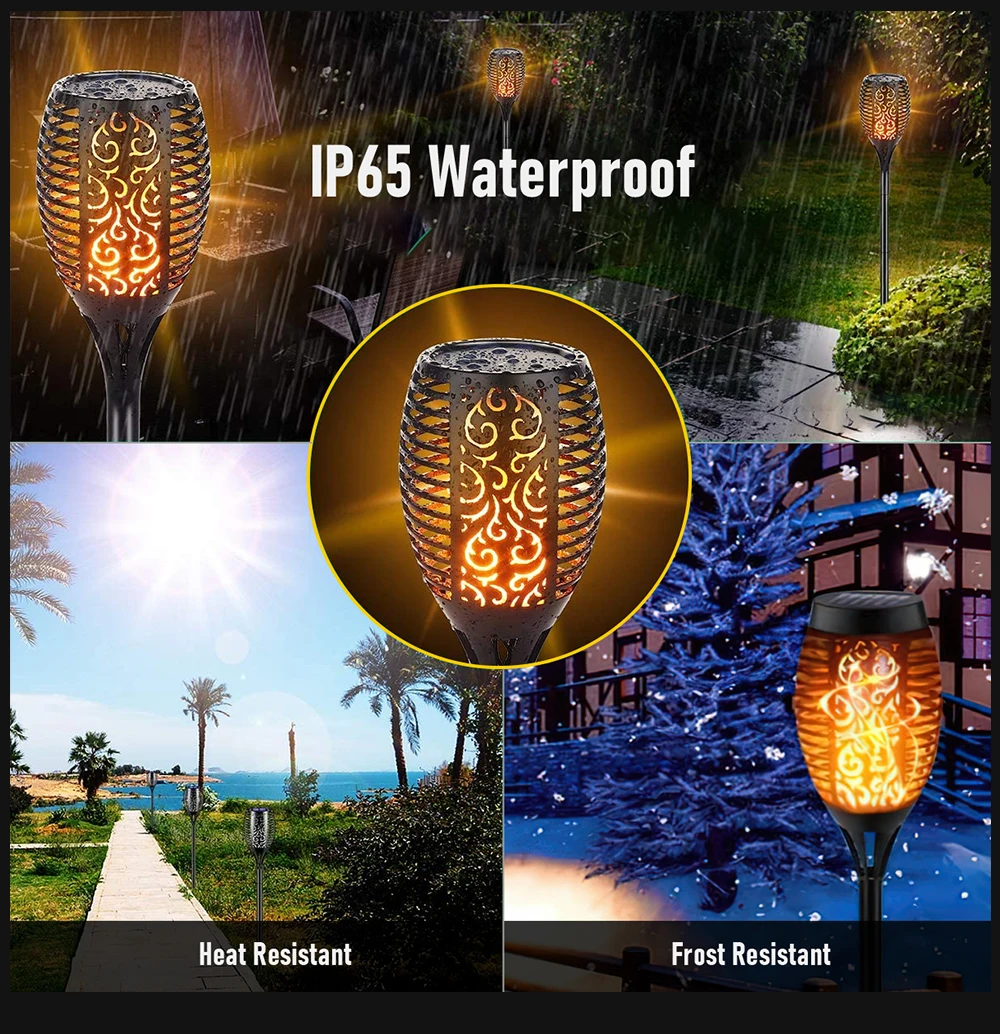 4PCS Solar Flame Torch Light Flickering Waterproof Garden Decor Landscape Lawn Lamp Solar Led Light Outdoor Dropshopping solar powered fairy lights