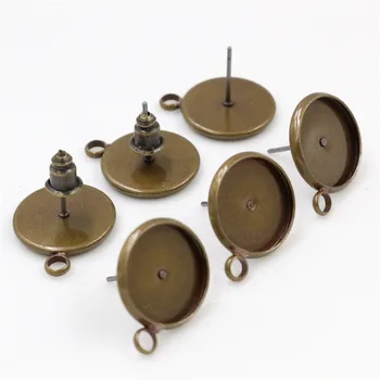 

12mm 10pcs Bronze Colors Plated Earring Studs,Earrings Blank/Base,Fit 12mm Glass Cabochons,Buttons;Earring Bezels (T2-03)