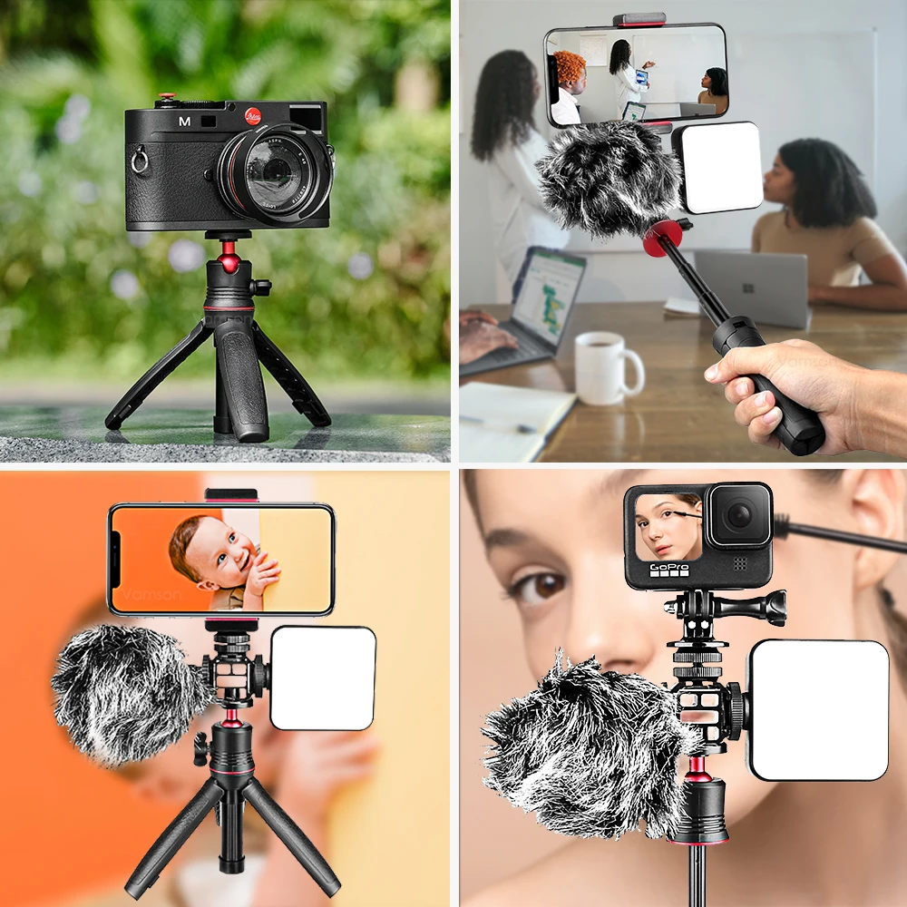 Poignée Magnétique Selfie Avec Lumière Et Déclencheur Bluetooth - Compatible Smartphone, Trou Vis 6,35 Mm