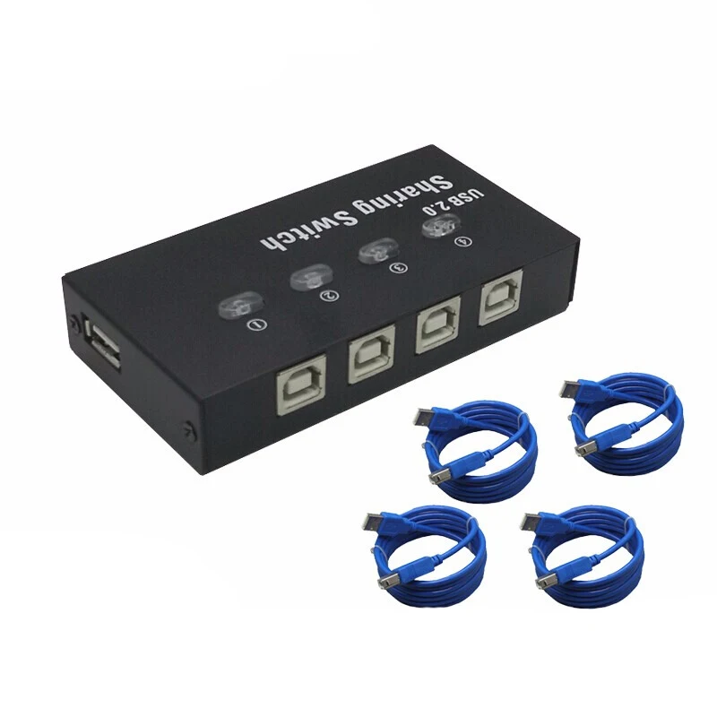 4 порта usb переключатель ручной селектор USB переключатель принтера 4 в 1 из четырех ПК общий доступ 1 USB устройство U диск клавиатура мышь