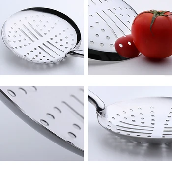 

Round Mesh Stainless Steel Large Colander Long Handle Filter Oil Filter Spoon Kitchen Colander Tool Kitchen Accessories Gadget