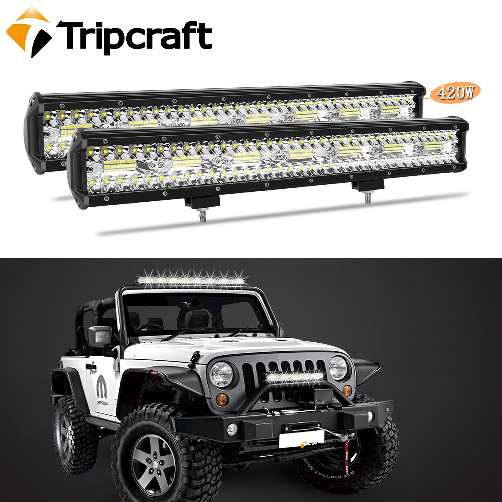 Tripcraft 3Row LED Bar 2pcs 20in Light Work 420w combo for Car Tractor Boat OffRoad 4x4 Truck SUV ATV 12V 24V | Автомобили и