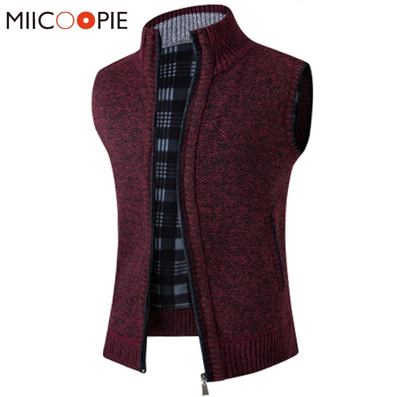 Men's Wool Sweaters Vest New Brand Autumn Thick Warm Men Casual Zipper