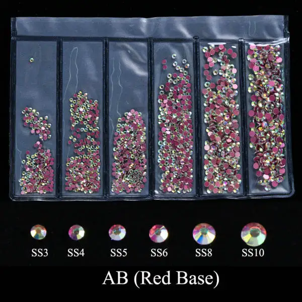 AB Red Base Микс хрустальные стразы украшения для ногтей AB красная основа исправление микро бусины Блестящий декоративный камень для ногтей плоский с оборота драгоценный камень Маникюр LE1049 - Цвет: AB Red Base