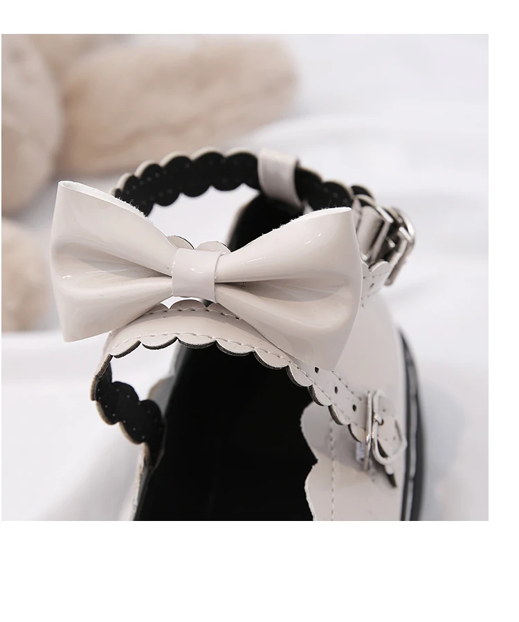 LoveLive/Студенческая обувь; Студенческая обувь в стиле Лолиты для девочек; обувь из искусственной кожи с кружевным бантом; обувь на низком каблуке с круглым носком