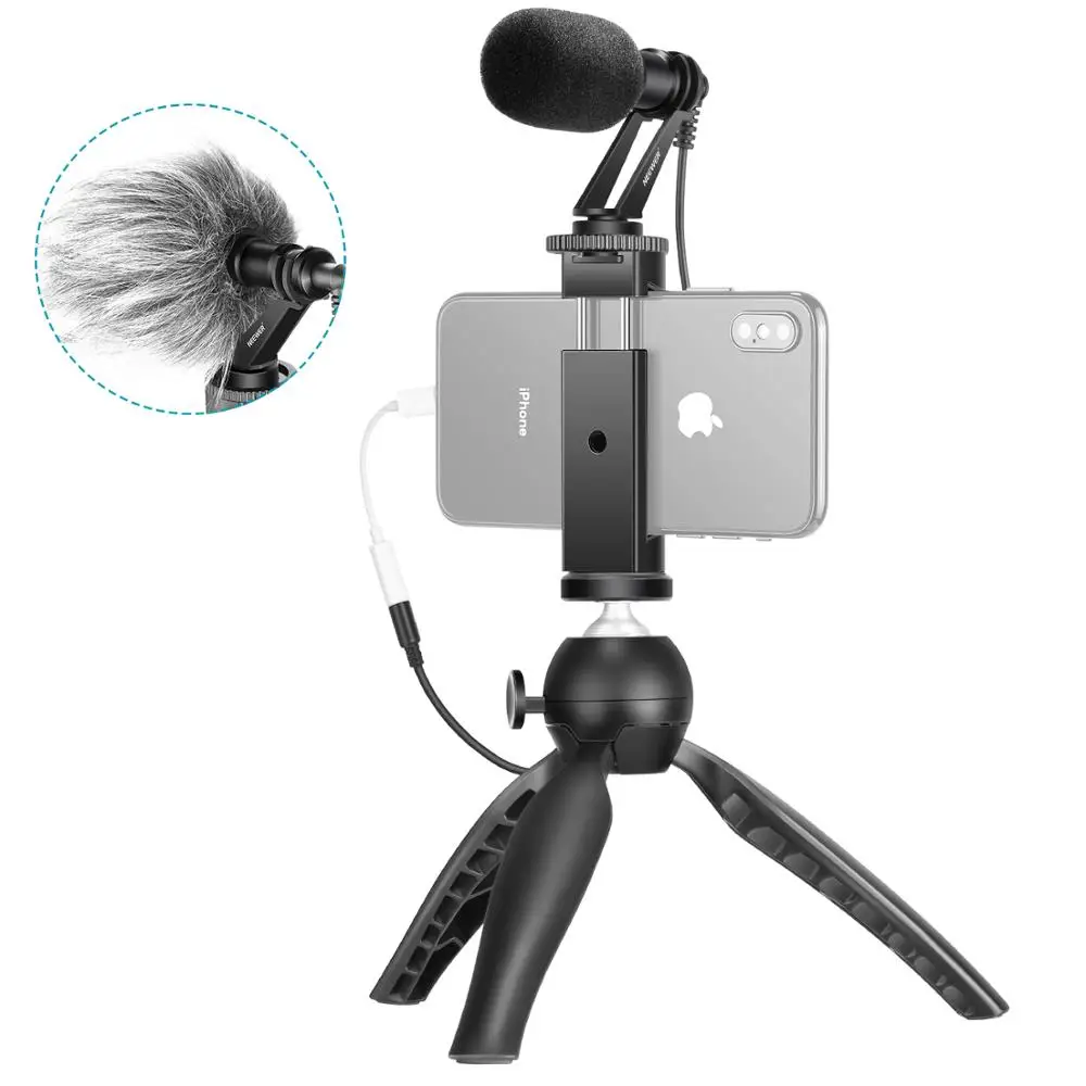 Neewer Mini Tripod Table Top Phone Tripod Stand, Smartphone Clip For