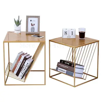 

Nordic Wrought Iron Square Small Coffee Table Simple Sofa Corner Corner Modern Light Luxury Living Room Small Table Bedside