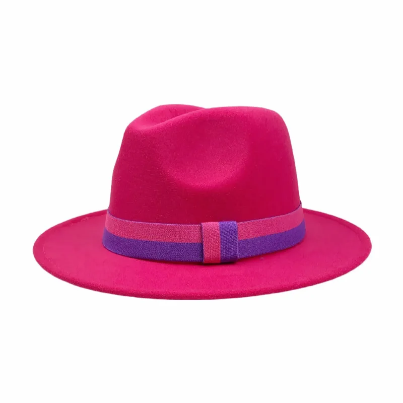 

Women Winter Purple Cowboy Hat Fedora Jazz Hat Patchwork British style Trilby Party Formal Panama Cap Dress Hat Cowboy