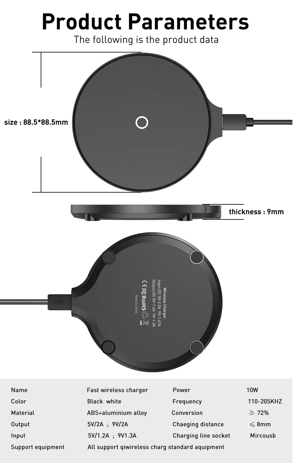 USLION USB C быстрое 10 Вт Беспроводное зарядное устройство для iPhone XS Max XR X Xiaomi Mi 9 samsung Быстрая зарядка для huawei P30 телефон зарядное устройство Pad