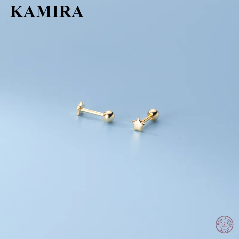 Kamira Argento Sterling 925 Trendy Coreano Retrò Mini Piccola Stella Perlina Orecchini Per Le Donne Fascini Del Partito Gioielli Penetranti Semplici