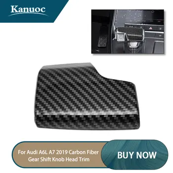 

Car Styling Car Interior Round Gear Shift Head Knob Cover Carbon Fiber Texture Fit For Audi A6L A7 2019 Gear Shift Head Knob