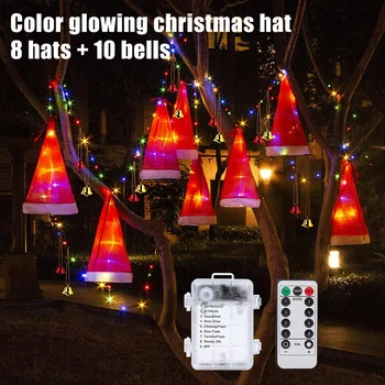 

Halloween Decoration Witch Hat 8 Hat 10 Bell Hanging Lighted Glowing Witch Hat for Halloween Outdoor Yard Holiday Lighting