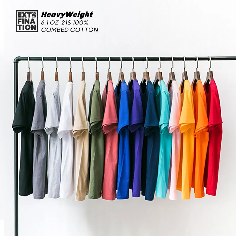 ExtFination | 2020 6.1 Oz 100% Combed Cotton Mens T-shirts Summer HeavyWeight Tee Women Basic Skate Tshirt Boy Casual T Shirt