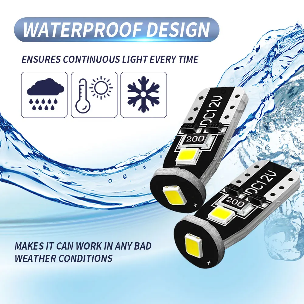 10 шт. T10 светодиодный Белый 3SMD 5050 Автомобильный свет W5w 194 168 CANBUS лампочки ошибки 12 В
