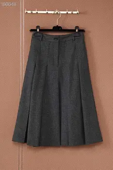 

2020 Autumn Winter Retro High Waist Midi Pleated Skirt Women Dark Gray Hot Sale Ladies Popuar Skirt female