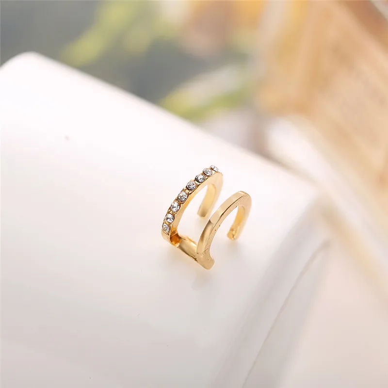 Ear Clip Earcuff Punk Crystal Metal for Women No Pierced C Shape