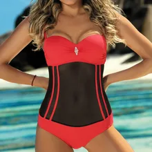 Сексуальный купальный костюм с Красной сеткой закрытый купальник с пуш-ап Пляжная одежда купальный костюм для тела Женская одежда для купания женский купальный костюм