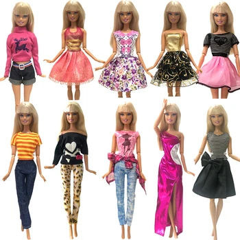 

NK 10 Pcs/Set Hot Sale Doll Dress Handmade Outfit Casual Clothes Fashion Skirt For Barbie Doll Girls' Gift Baby Toys 012A 3X