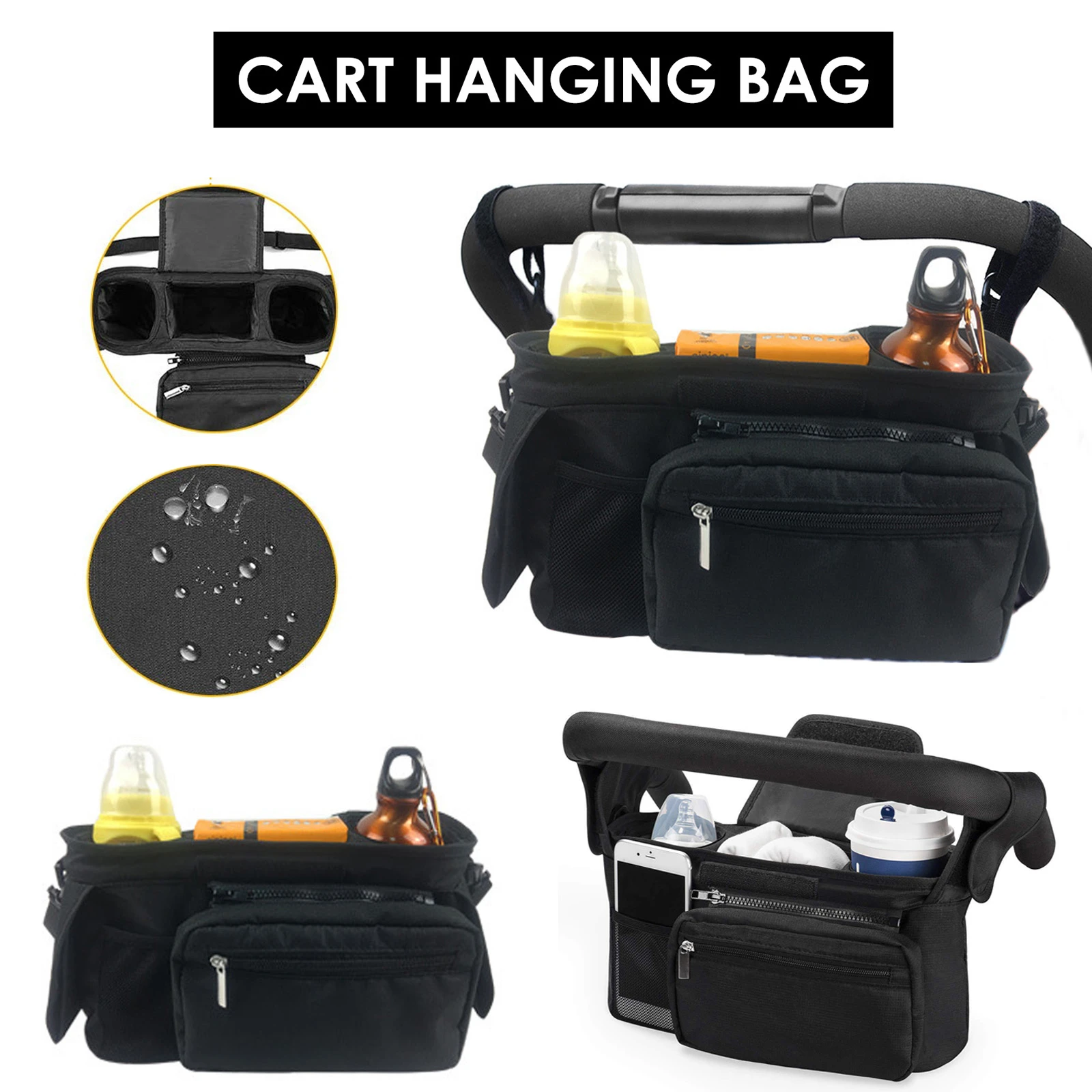 Universal Baby Stroller Organizer Hanging Diaper Bag with Cup Holder Large Capacity Travel Outdoor Pram Stroller Accessories baby stroller accessories expo	