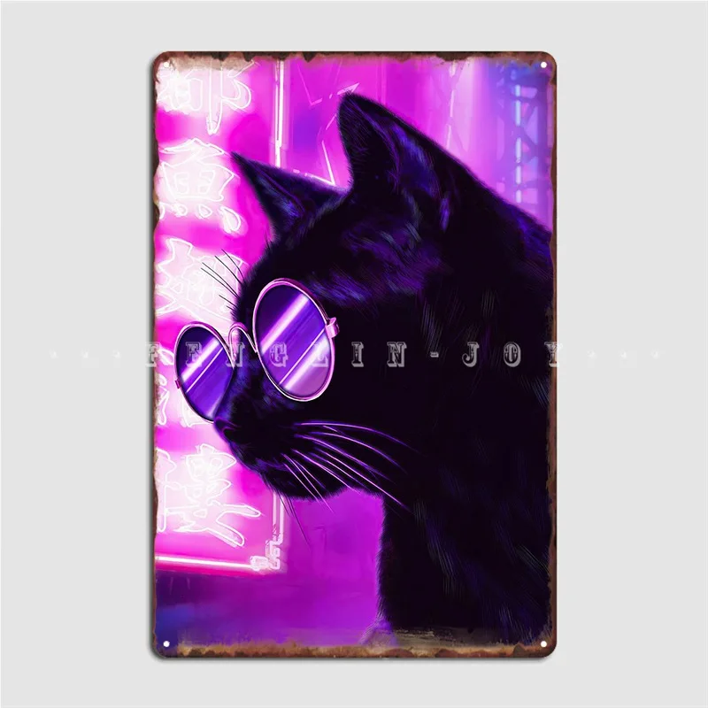 

Purple Black Cat Metal Plaque Poster Cinema Living Room Party Vintage Plaques Tin Sign Poster