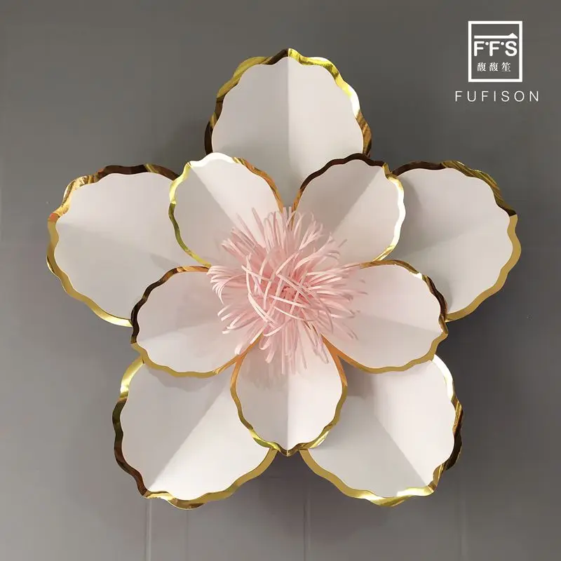 Gold white p 60 см бумажные цветы DIY Вечерние Декорации для свадебной вечеринки Декор для дома комнаты девичник вечерние наклейки на стену - Цвет: Gold white p