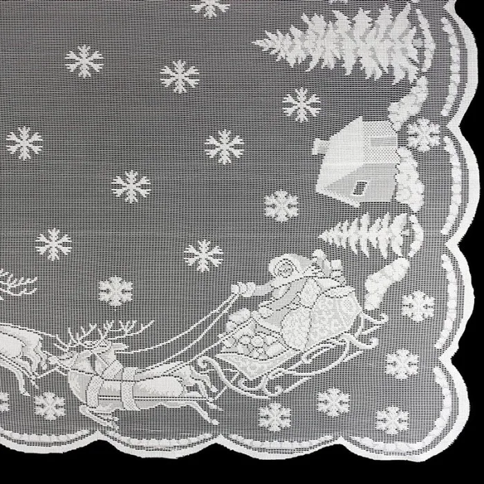 Christmas Tablecloth Santa Claus Snowman Elk Embroidered Christmas Party Lace Tablecloth Round/Square LE66