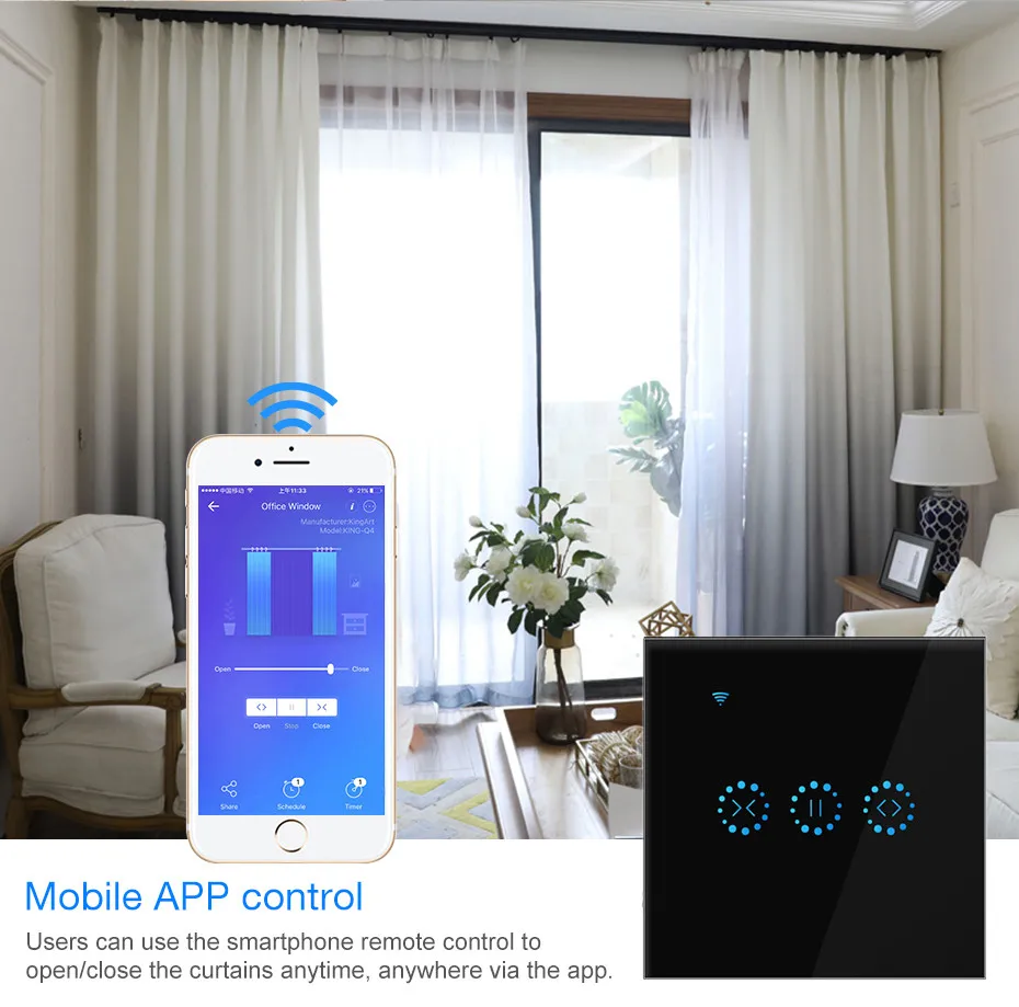 Wi-Fi пульт дистанционного управления, настенный переключатель для занавесок, Рольставни, сенсорные переключатели 90-250 В, стандарт ЕС/США, работает с Alexa Google Home