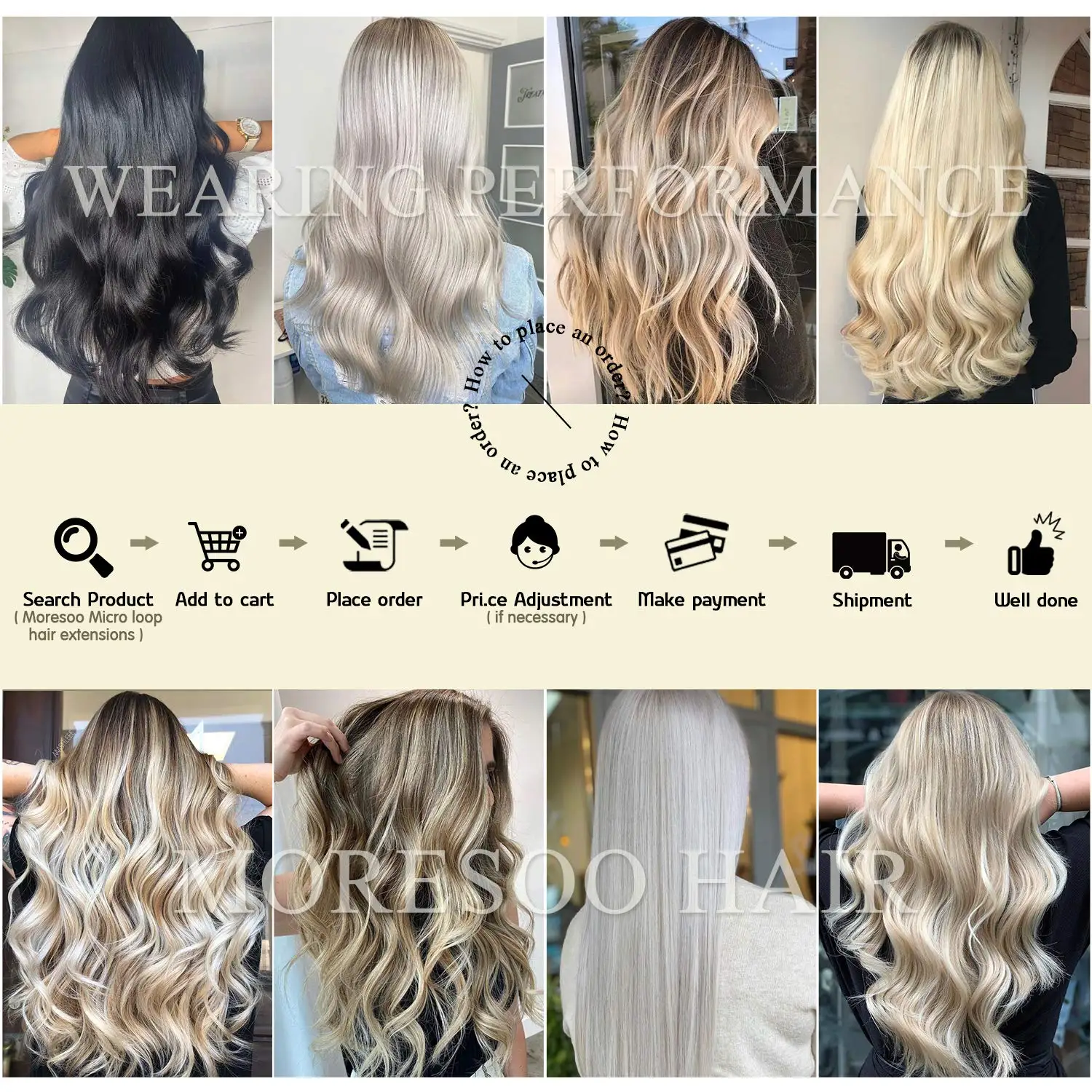 Moressoo Human Hair Weft Virgin Hair 100% Real Human Extensions Straight 50G/Pcs 14-22inch Natural Invisible Sew in Bundle