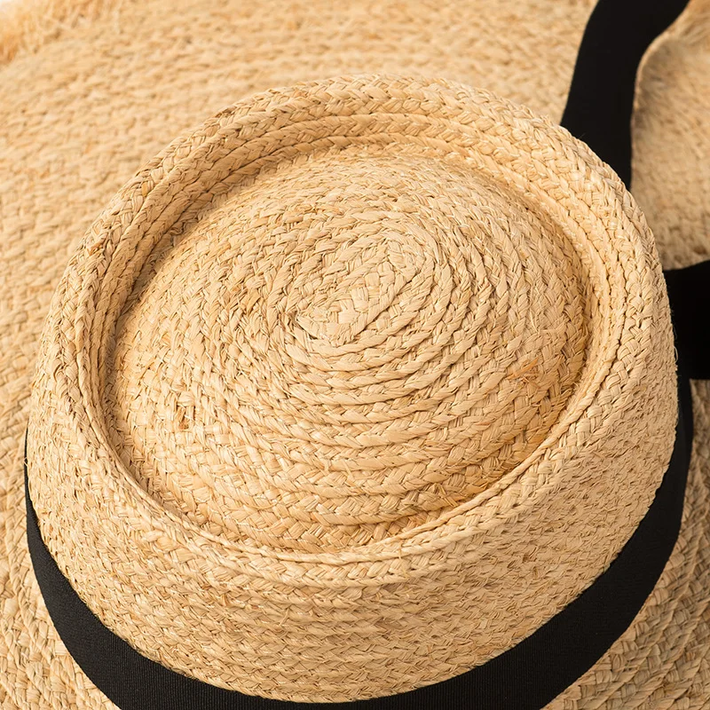 01908-HH7192 ручная работа RAFFIA grass lady Шляпа Fedora Женская Праздничная пляжная шляпа для отдыха