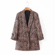 Модный женский леопардовый принт, костюм, пальто, осенняя женская верхняя одежда с рукавом три четверти, свободные топы C798