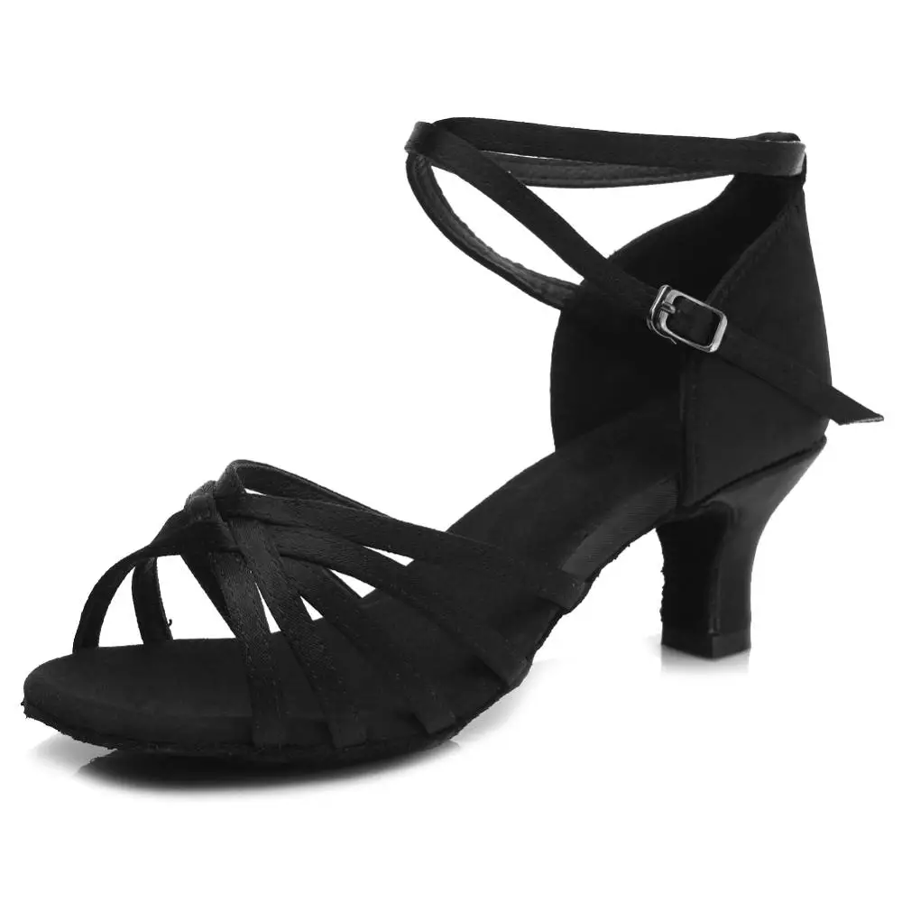 Новинка; женские туфли для латинских танцев; бальные туфли для танго; обувь для танцев для женщин; вечерние туфли с блестками на каблуке 7 см; - Цвет: Black 5cm