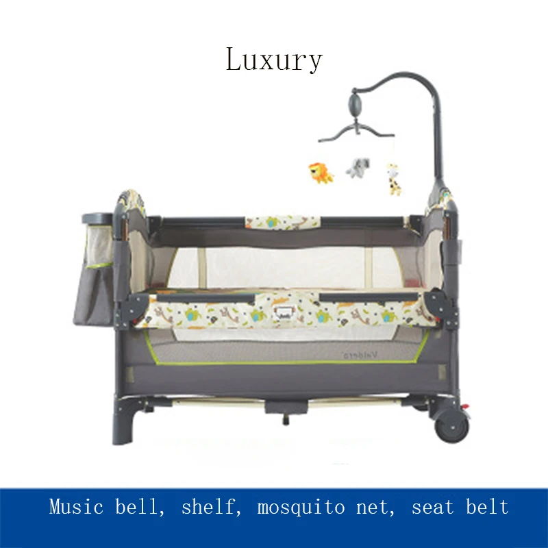 Портативная кроватка Многофункциональный складной Детский шейкер игровая кровать Европейский стиль Размер: 65*110 см европейская страна по UPS без налогов - Цвет: giraffe
