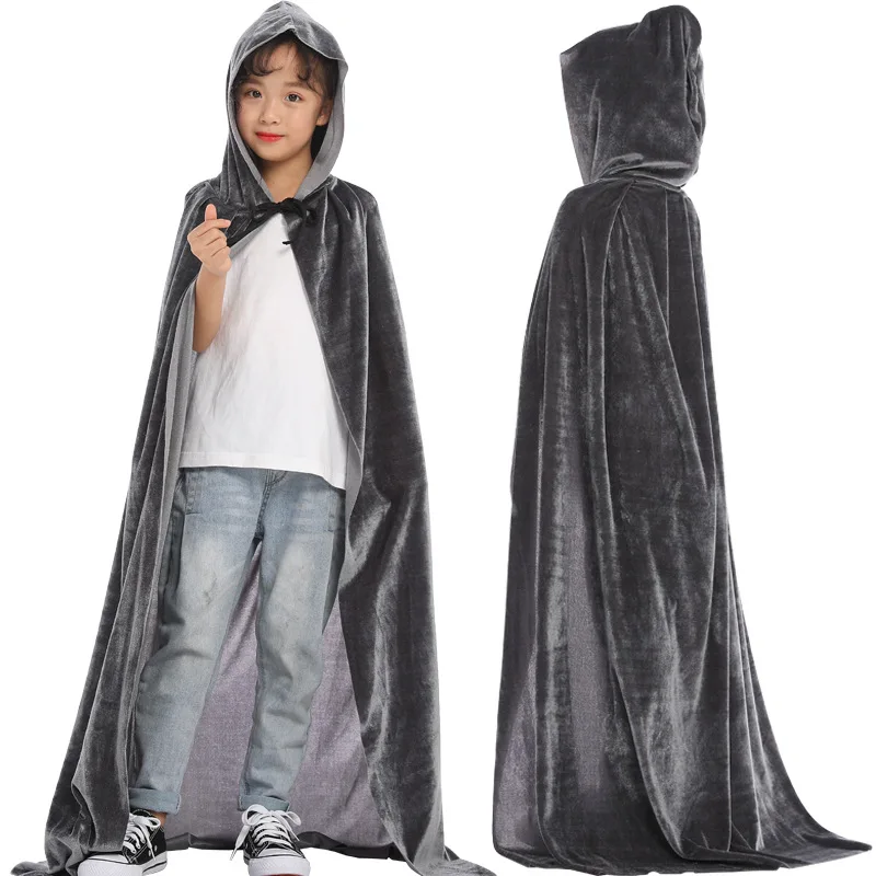 Children adult red white Velvet Hooded Vampire devil ghost death Capes Halloween Party cosplay costumes kid purple black Cloaks