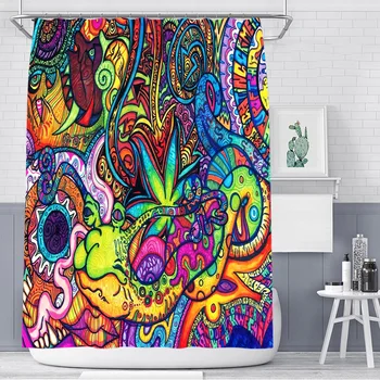 

Color hippie mandala shower curtain bathroom home decoration high quality waterproof and mildew proof, with 12 plastic hooks